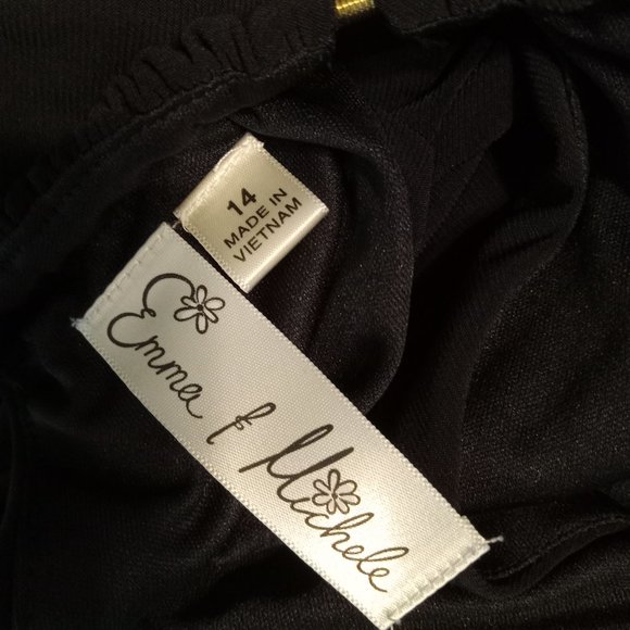 Emma & Michele Women's Halter Maxi Dress Size 14 Black Gold Chain Faux Wrap - Picture 10 of 11